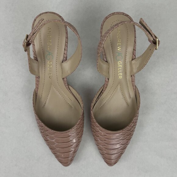 Andrew Geller Neveah Womens Coral Slingback Kitten Heels Pointed Toe Size 7M - Picture 8 of 11